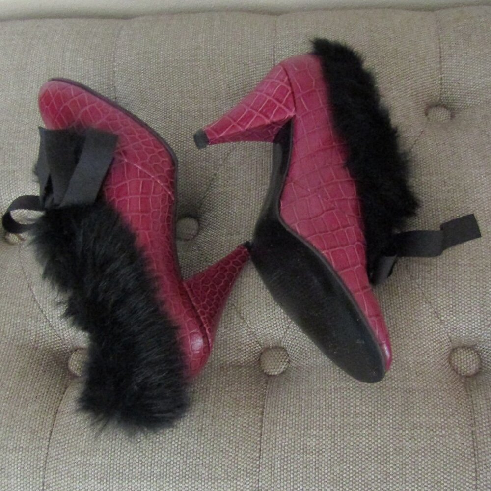Blanco Rabbit Fur Leather Heels Size 37 EURO - Picture 2 of 5